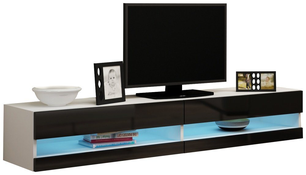 Stylefy Lowboard Vago New (TV-Kommode, TV-Schrank), 2 Fächer, inkl. LED-Beleuchtung, Hochglanzfront, Modern Design von Stylefy