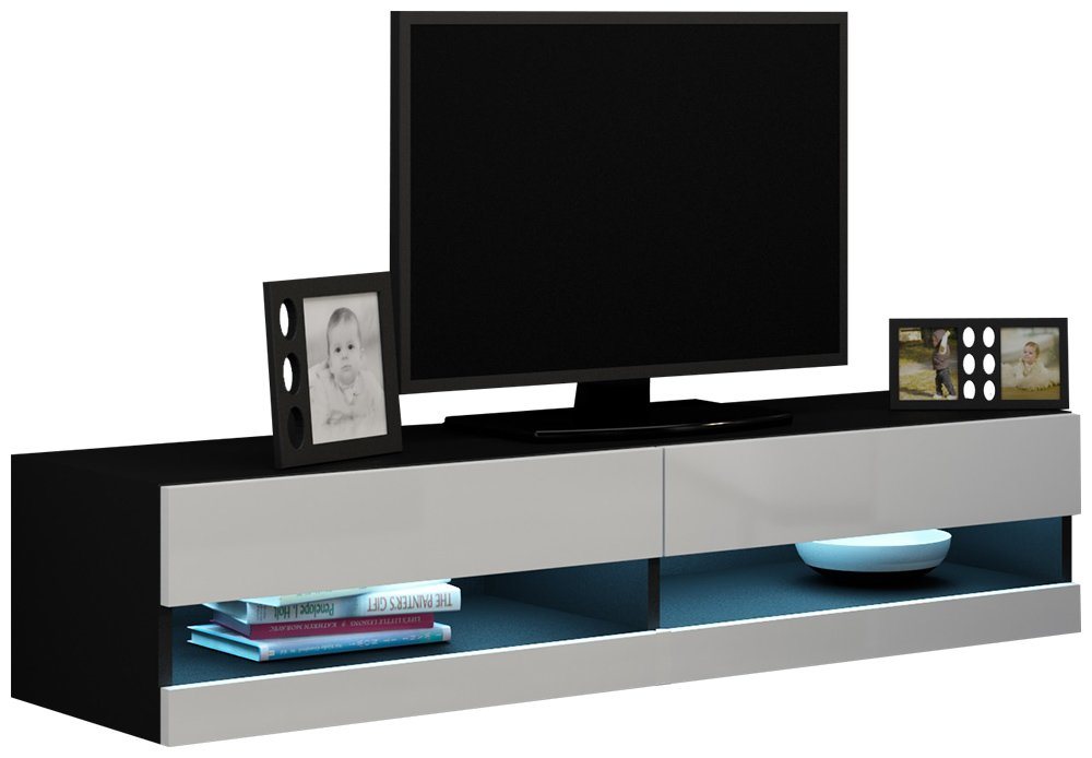 99rooms Lowboard Vago New 140 30x140x40 (TV-Kommode, TV-Schrank), viel Stauraum, inkl. LED-Beleuchtung, Hochglanzfront, Modern Design von 99rooms