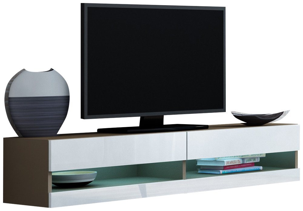 Stylefy Lowboard Vago New 140 30x140x40 (TV-Kommode, TV-Schrank), viel Stauraum, inkl. LED-Beleuchtung, Hochglanzfront, Modern Design von Stylefy