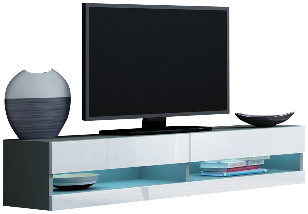 99rooms Lowboard Vago New 140 30x140x40 (TV-Kommode, TV-Schrank), viel Stauraum, inkl. LED-Beleuchtung, Hochglanzfront, Modern Design von 99rooms