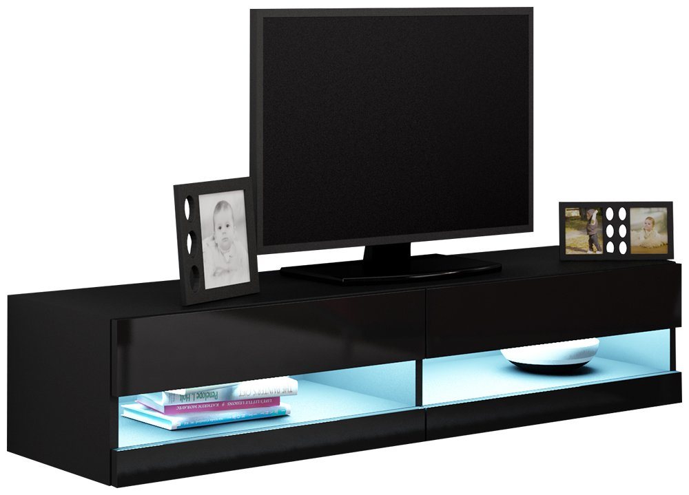 Stylefy Lowboard Vago New 140 30x140x40 (TV-Kommode, TV-Schrank), viel Stauraum, inkl. LED-Beleuchtung, Hochglanzfront, Modern Design von Stylefy