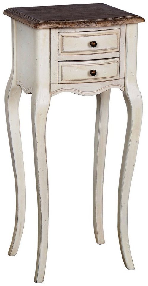 99rooms Nachttisch Limena Beige Kautschuk (Nachtkommode, Nachttischschrank), aus Massivholz, rechteckig, mit Schubladen, Landhausstil von 99rooms