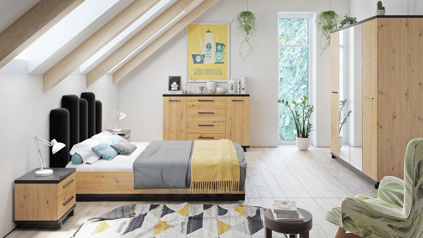 99rooms Nachttisch Soyer Artisan Eiche Melamin Graphit (Nachtkommode, Nachttischschrank), mit 2 Schubladen, aus Holzwerkstoff, viel Stauraum, Modern Design 99rooms Nachttisch Soyer Artisan Eiche Melamin Graphit (Nachtkommode, Nachttischschrank), mit 2 Schubladen, aus Holzwerkstoff, viel Stauraum, Modern Design von 99rooms