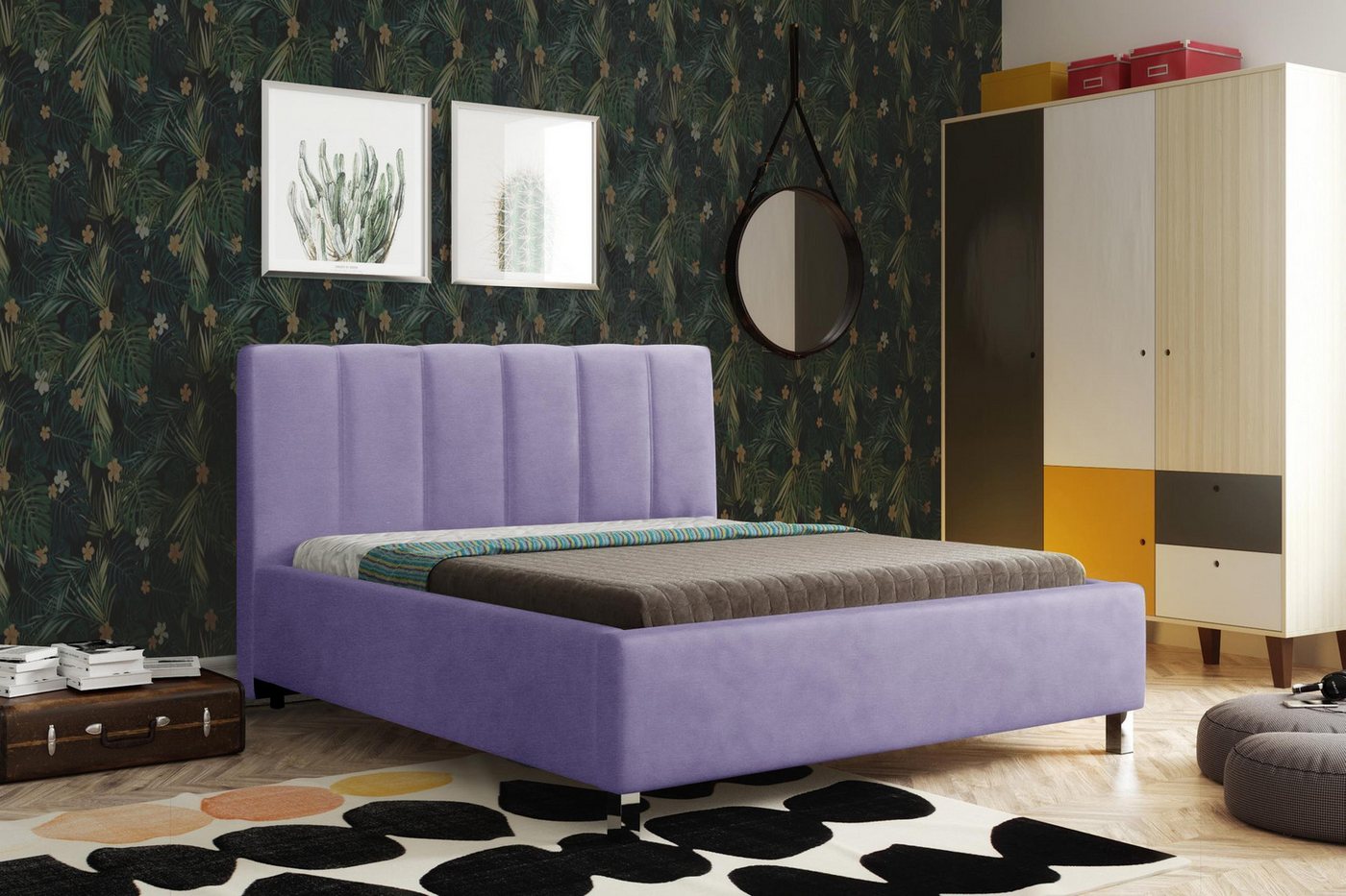 Stylefy Polsterbett Adriano (Schlafzimmerbett, Bett), 140/160/180 x 200 cm, wahlweise mit Bettkasten, Kopfteil gepolstert, mit Lattenrost, Modern Design von Stylefy