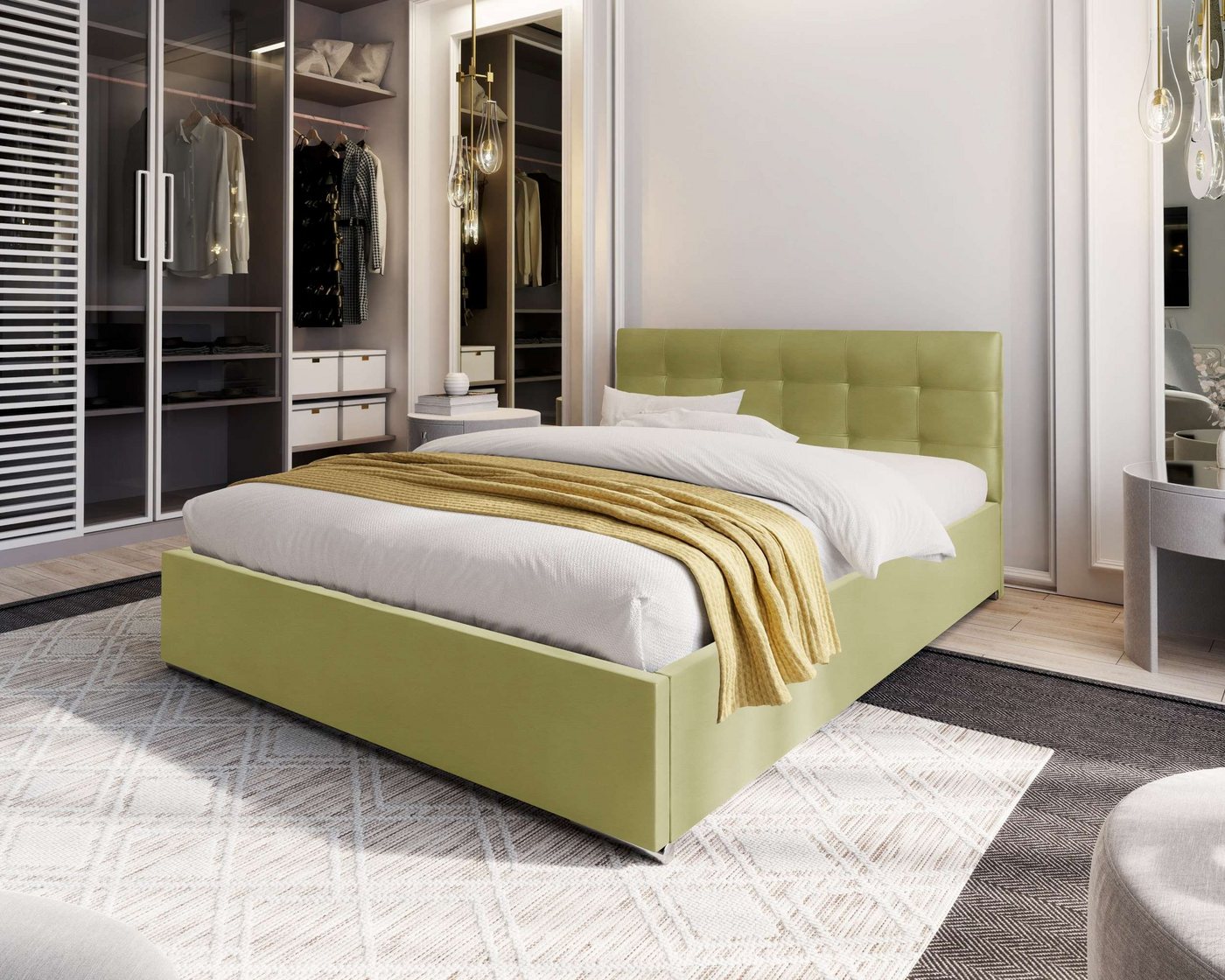Stylefy Polsterbett Anika (Schlafzimmerbett, Bett), 120/140/160/180 x 200 cm, Bettkasten, Kopfteil gepolstert von Stylefy