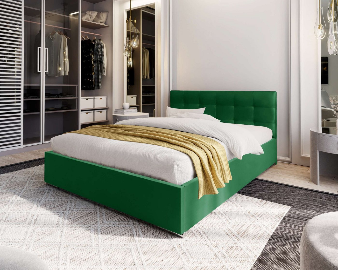 Stylefy Polsterbett Anika (Schlafzimmerbett, Bett), 120/140/160/180 x 200 cm, Bettkasten, Kopfteil gepolstert von Stylefy