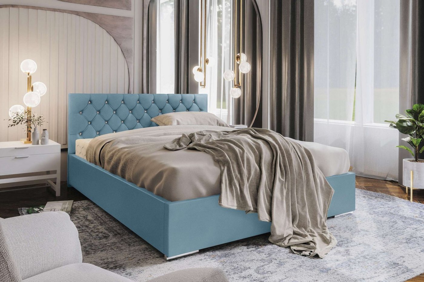 Stylefy Polsterbett Antonio (Schlafzimmerbett, Bett), 140/160/180 x 200 cm, Bettkasten, Kopfteil gepolstert von Stylefy