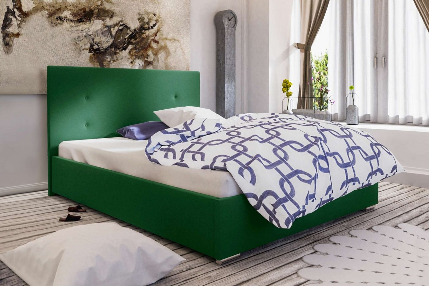 Stylefy Polsterbett Armanda (Schlafzimmerbett, Bett), 140/160/180 x 200 cm, Bettkasten, Kopfteil gepolstert von Stylefy