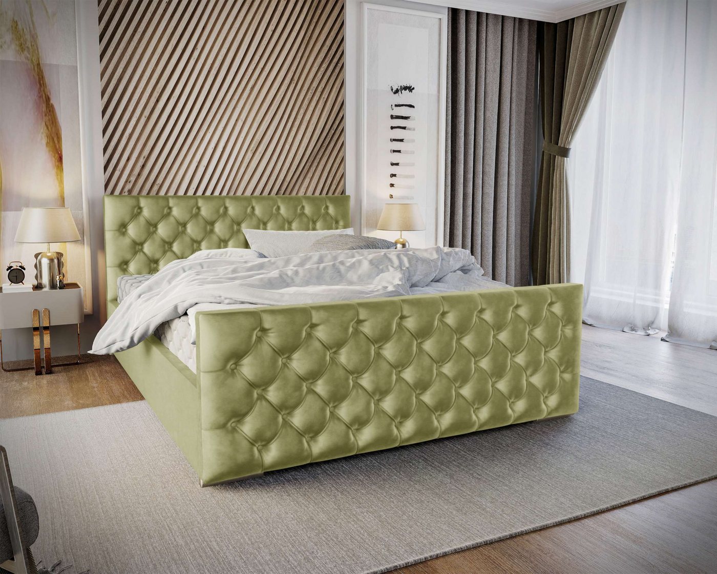 Stylefy Polsterbett Calypso (Schlafzimmerbett, Bett), 140/160/180 x 200 cm, Bettkasten, Kopfteil gepolstert von Stylefy