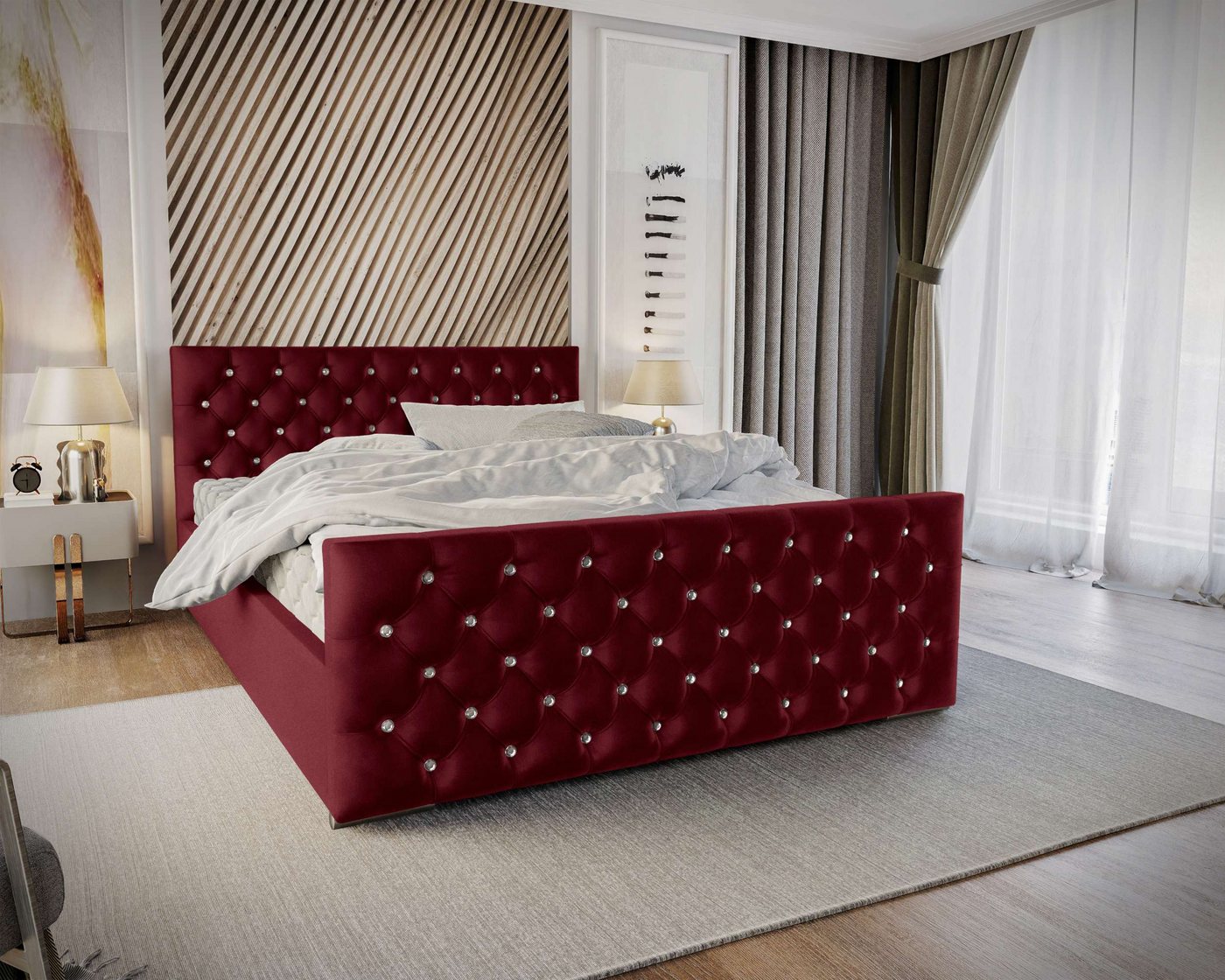 Stylefy Polsterbett Camilia (Schlafzimmerbett, Bett), 140/160/180 x 200 cm, Bettkasten, Kopfteil gepolstert von Stylefy