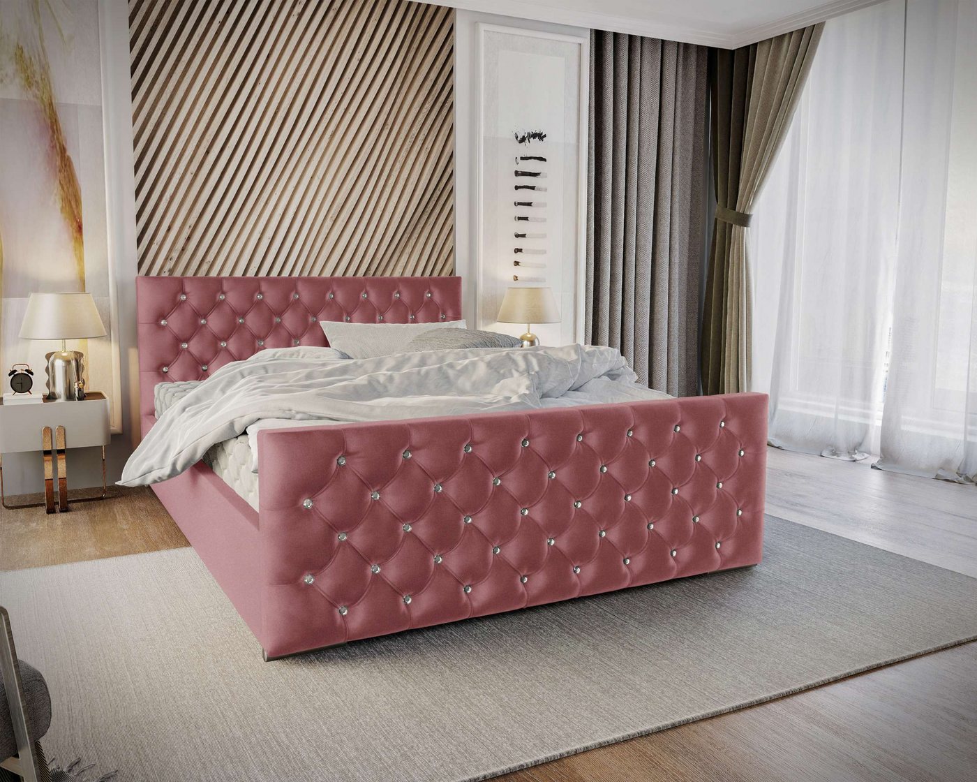 Stylefy Polsterbett Camilia (Schlafzimmerbett, Bett), 140/160/180 x 200 cm, Bettkasten, Kopfteil gepolstert von Stylefy