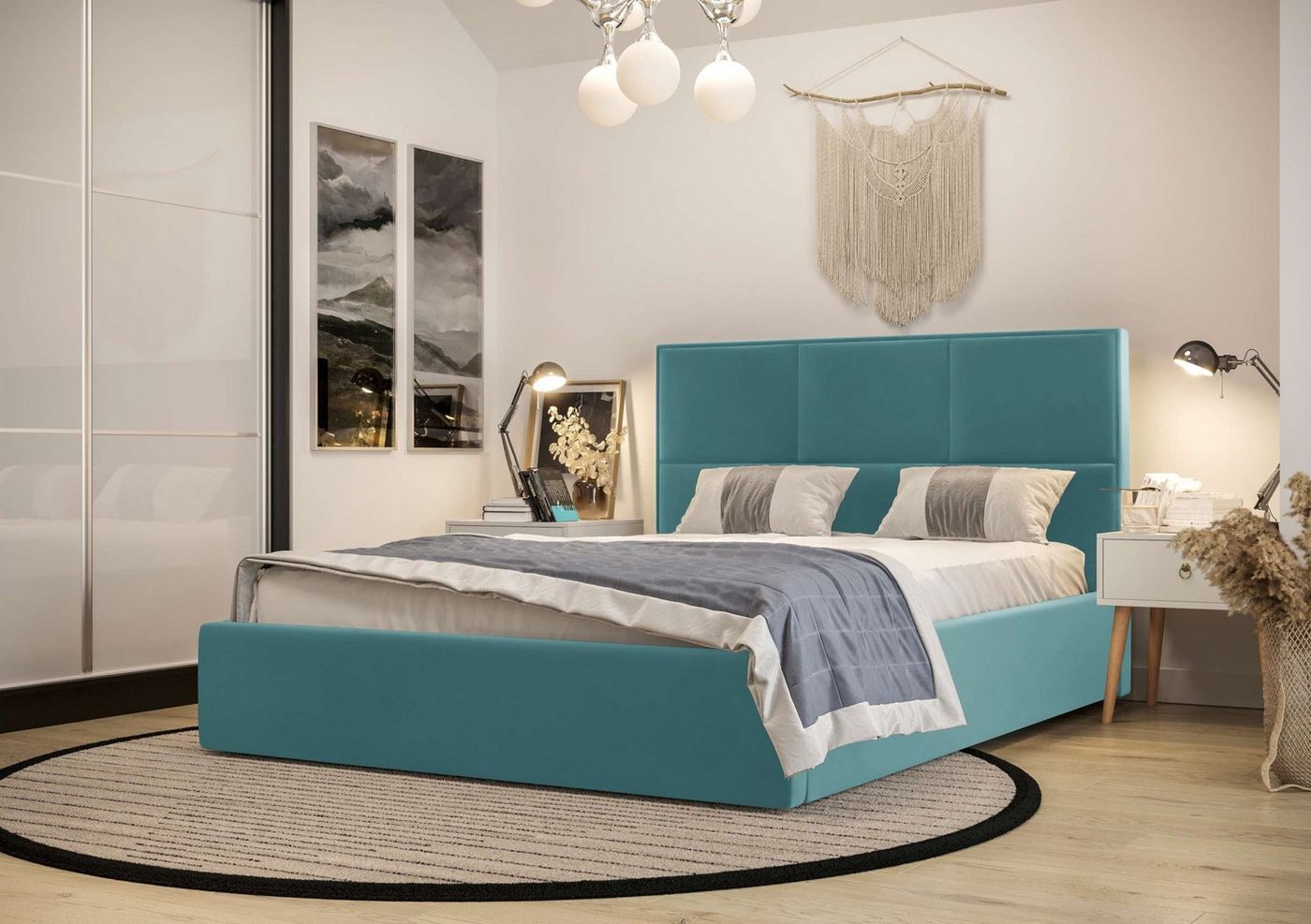Stylefy Polsterbett Dahlia (Schlafzimmerbett, Bett), 120/140/160/180 x 200 cm, Bettkasten, Kopfteil gepolstert von Stylefy