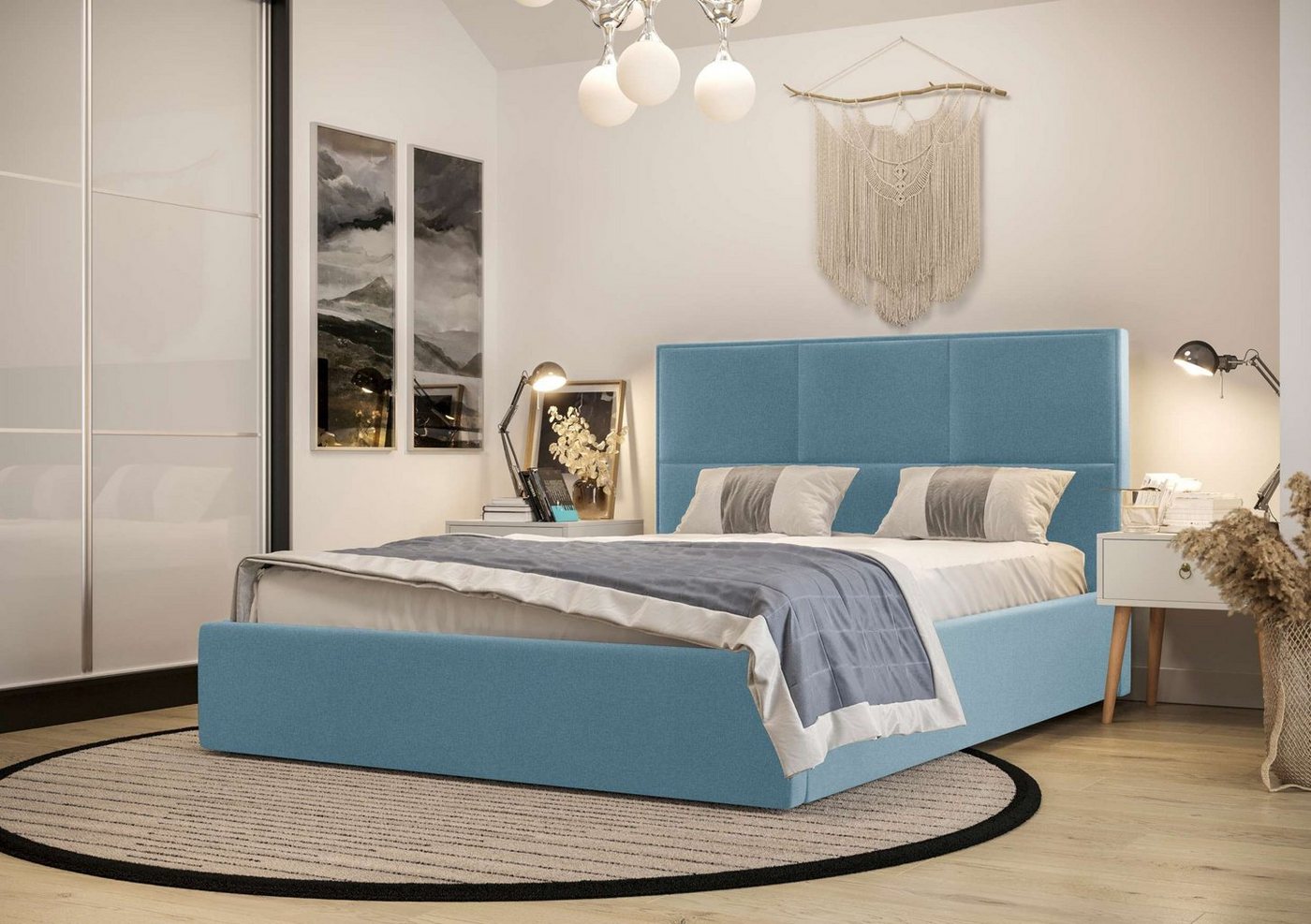 Stylefy Polsterbett Dahlia (Schlafzimmerbett, Bett), 120/140/160/180 x 200 cm, Bettkasten, Kopfteil gepolstert von Stylefy