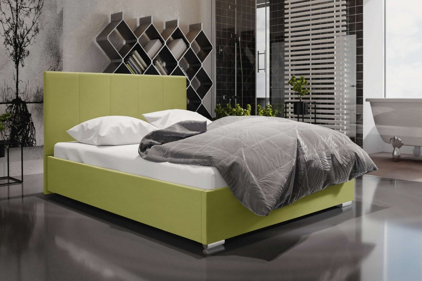 99rooms Polsterbett Dakar (Schlafzimmerbett, Bett), 140/160/180 x 200 cm, Bettkasten, Kopfteil gepolstert von 99rooms