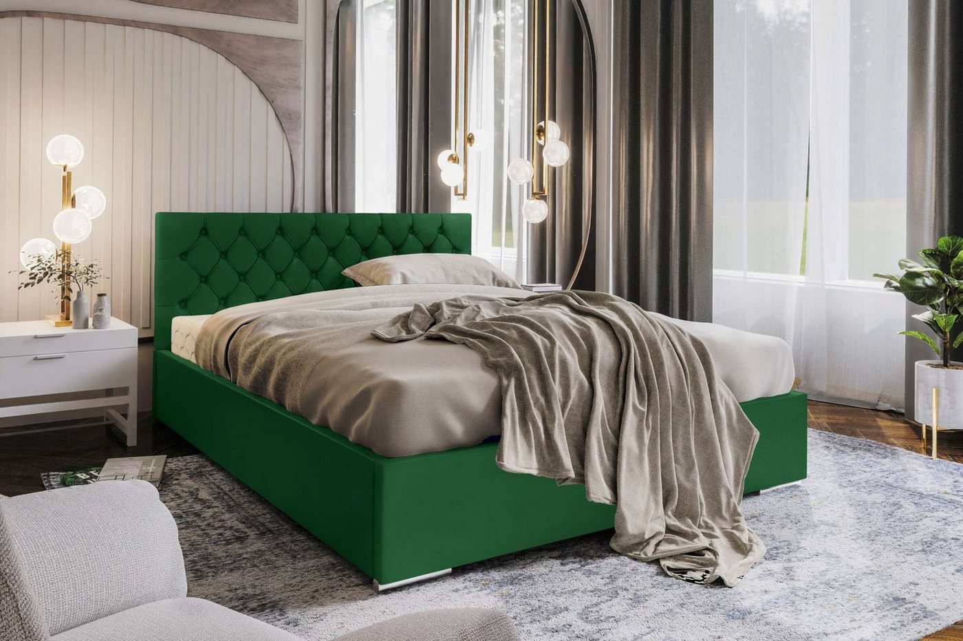 Stylefy Polsterbett Ginger (Schlafzimmerbett, Bett), 120/140/160/180 x 200 cm, Bettkasten, Kopfteil gepolstert von Stylefy