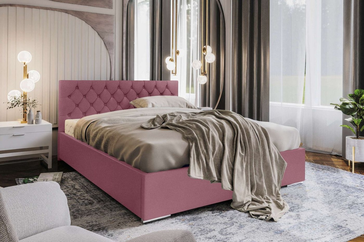 Stylefy Polsterbett Ginger (Schlafzimmerbett, Bett), 120/140/160/180 x 200 cm, Bettkasten, Kopfteil gepolstert von Stylefy