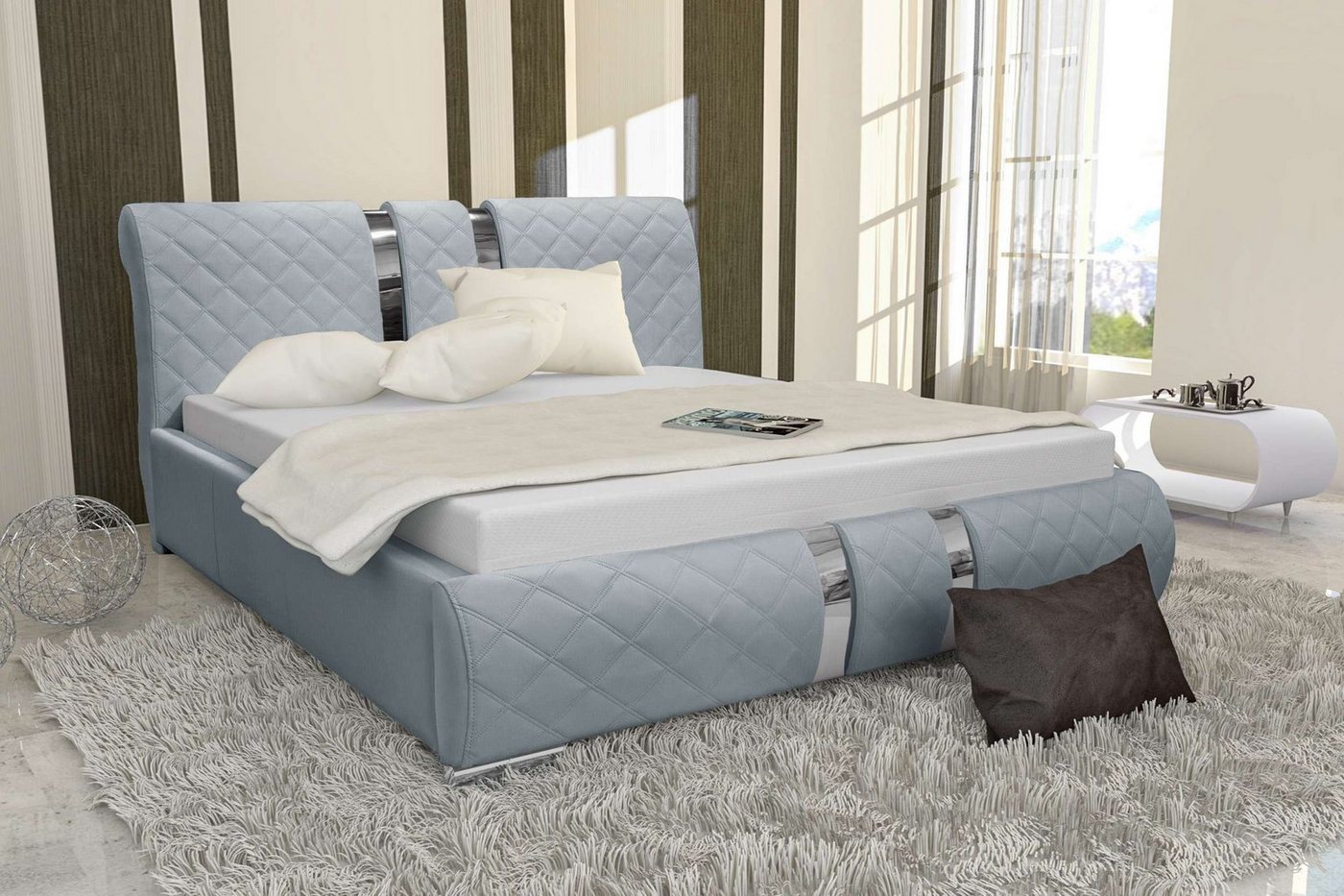 Stylefy Polsterbett Kameron (Schlafzimmerbett, Bett), 120/140/160/180/200x200 cm, wahlweise mit Bettkasten, mit Lattenrost von Stylefy