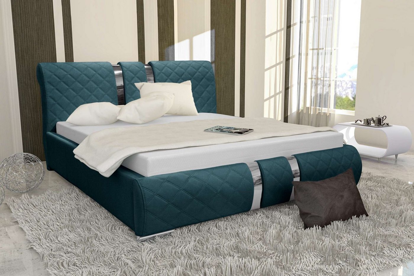 Stylefy Polsterbett Kameron (Schlafzimmerbett, Bett), 120/140/160/180/200x200 cm, wahlweise mit Bettkasten, mit Lattenrost von Stylefy