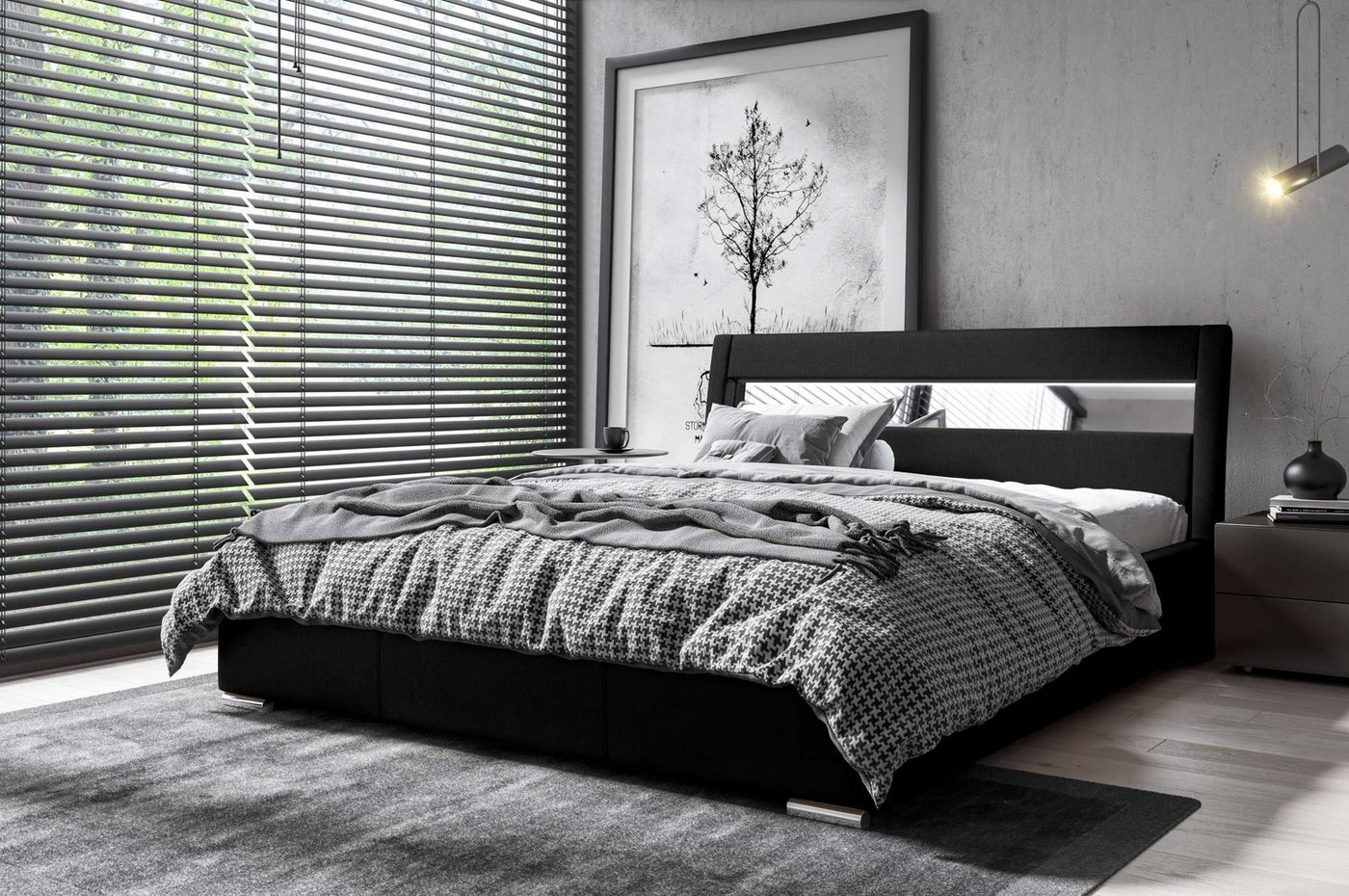 Stylefy Polsterbett Kensley (Schlafzimmerbett, Bett), wahlweise mit Bettkasten, inkl. LED-Beleuchtung, mit Lattenrost von Stylefy