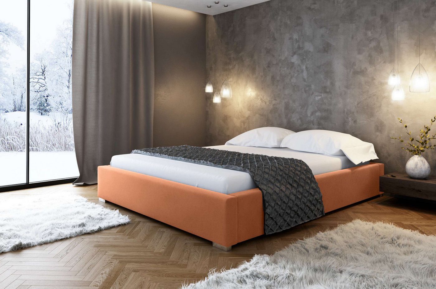 Stylefy Polsterbett Leo (Schlafzimmerbett, Bett), 120/140/160/180/200 x 200 cm, mit Bettkasten, mit Lattenrost von Stylefy