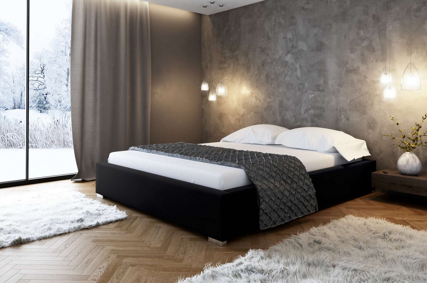 99rooms Polsterbett Leo (Schlafzimmerbett, Bett), 120/140/160/180/200 x 200 cm, mit Bettkasten, mit Lattenrost von 99rooms