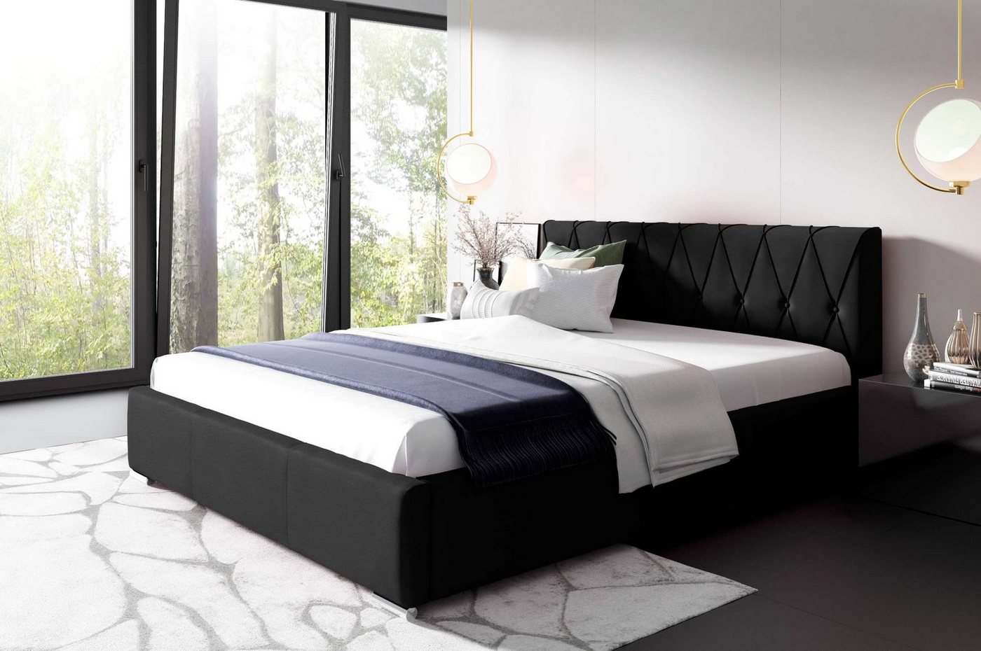 99rooms Polsterbett Lola (Schlafzimmerbett, Bett), 120/140/160/180/200x200 cm, wahlweise mit Bettkasten, mit Lattenrost von 99rooms
