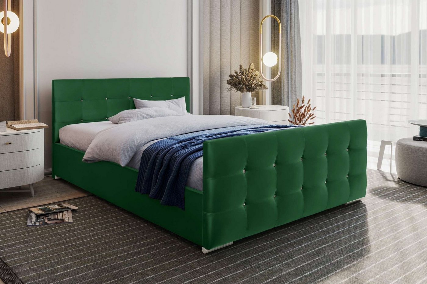Stylefy Polsterbett Lorien (Schlafzimmerbett, Bett), 120/140/160/180 x 200 cm, Bettkasten, Kopfteil gepolstert von Stylefy
