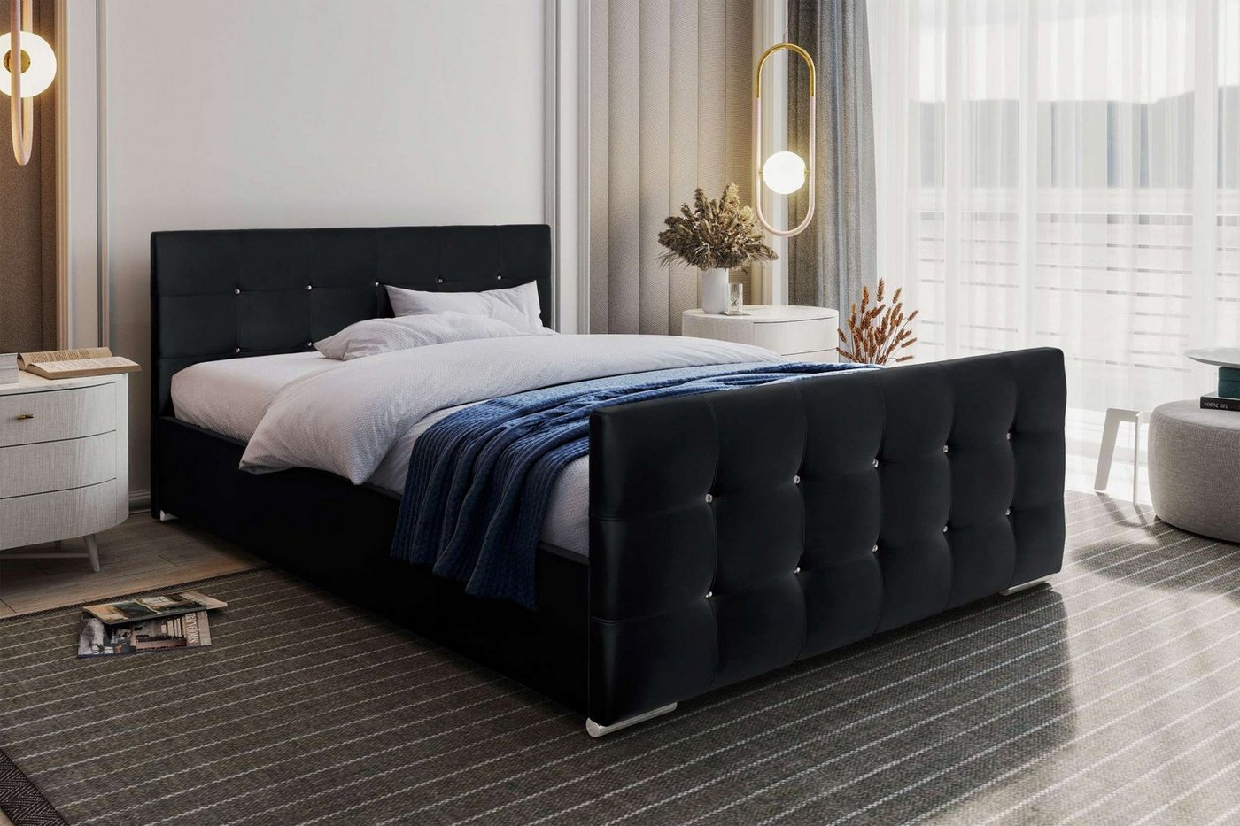 Stylefy Polsterbett Lorien (Schlafzimmerbett, Bett), 120/140/160/180 x 200 cm, Bettkasten, Kopfteil gepolstert von Stylefy