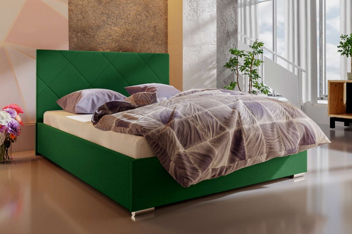Stylefy Polsterbett Luando (Schlafzimmerbett, Bett), 140/160/180 x 200 cm, Bettkasten, Kopfteil gepolstert von Stylefy