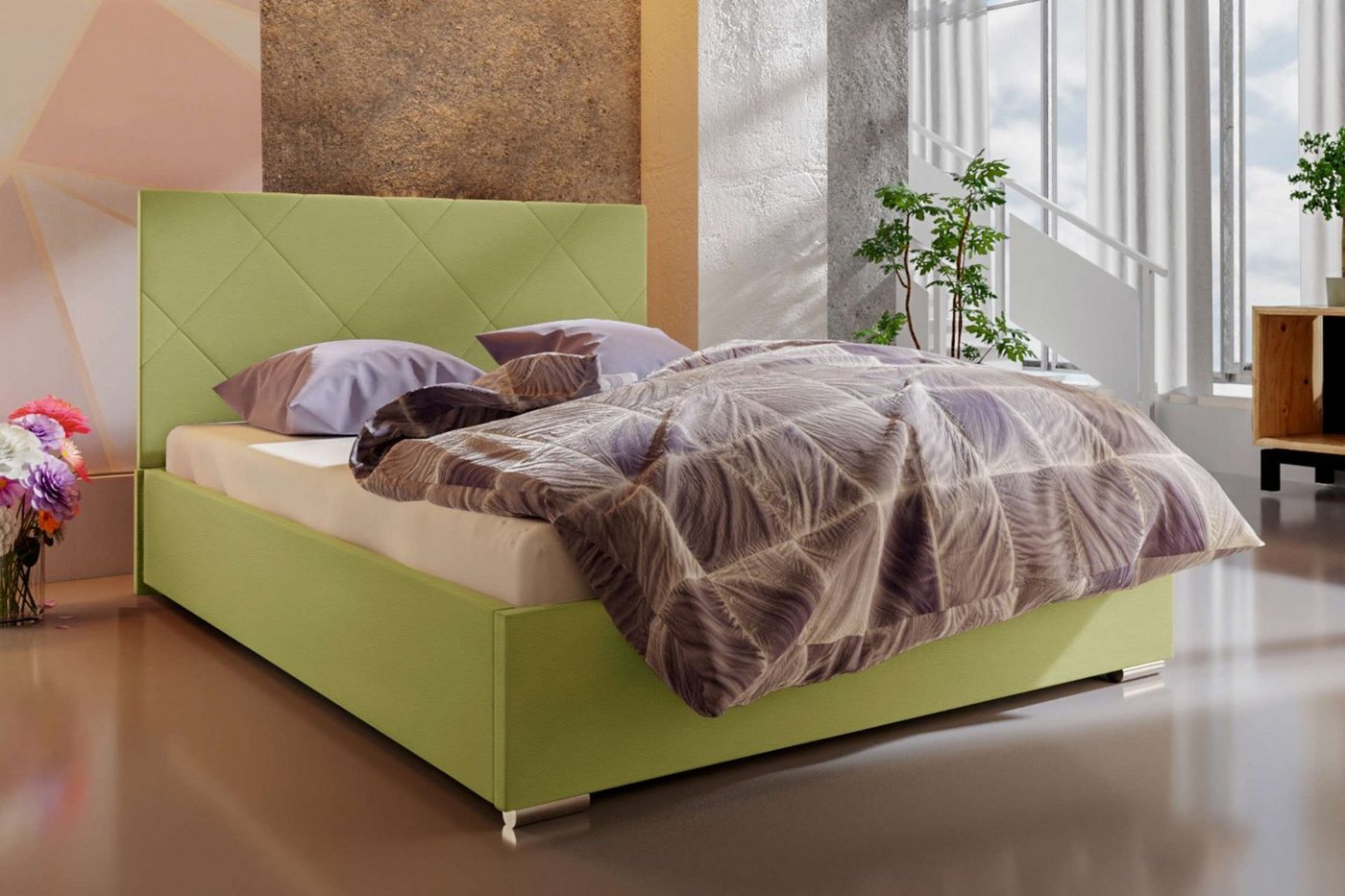 Stylefy Polsterbett Luando (Schlafzimmerbett, Bett), 140/160/180 x 200 cm, Bettkasten, Kopfteil gepolstert von Stylefy