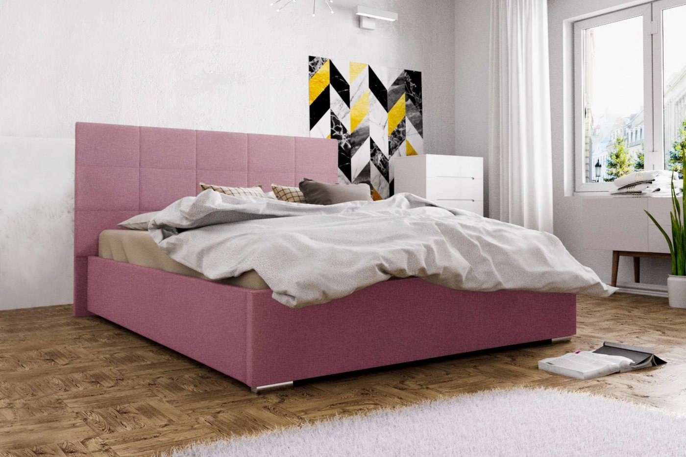 Stylefy Polsterbett Mezzo (Schlafzimmerbett, Bett), 140/160/180 x 200 cm, Bettkasten, Kopfteil gepolstert von Stylefy