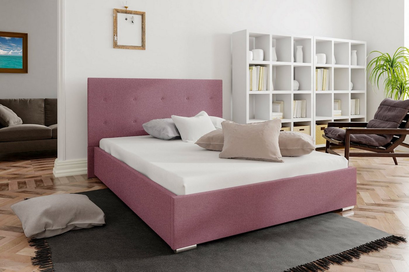 Stylefy Polsterbett Tokyo (Schlafzimmerbett, Bett), 120/140/160/180 x 200 cm, Bettkasten, Kopfteil gepolstert von Stylefy