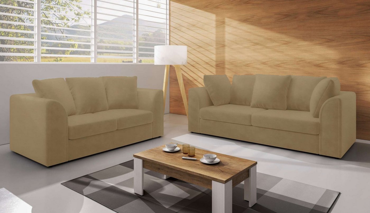 Stylefy Polstergarnitur Ethan, (Couchgarnitur, Set (2-tlg), bestehend aus 2-Sitzer und 3-Sitzer Sofas, Sitzkomfort von Stylefy