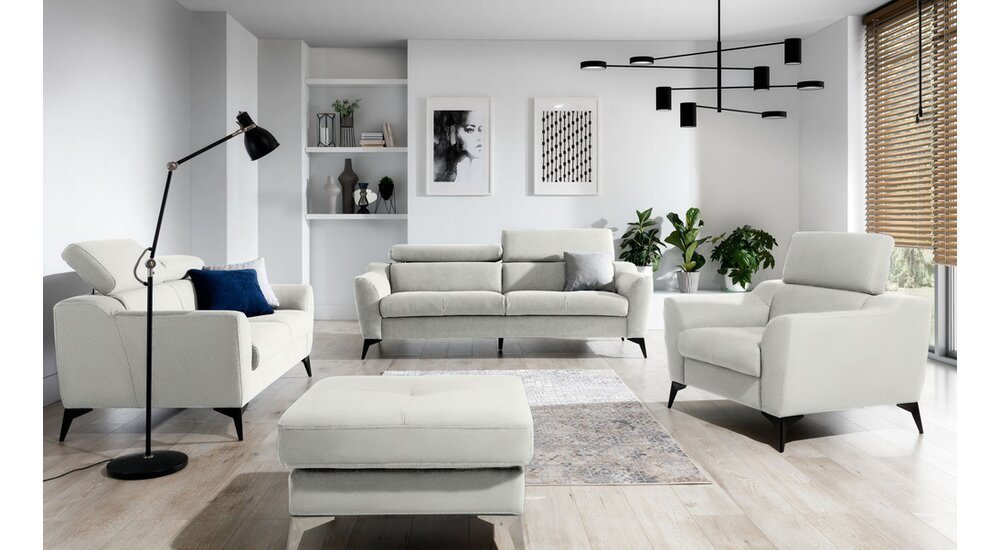 99rooms Polstergarnitur Pendleton, (Set (4-tlg), Couchgarnitur), 2-Sitzer Sofa, 3-Sitzer Sofa, Hocker und Sessel, Kopfteilverstellung von 99rooms