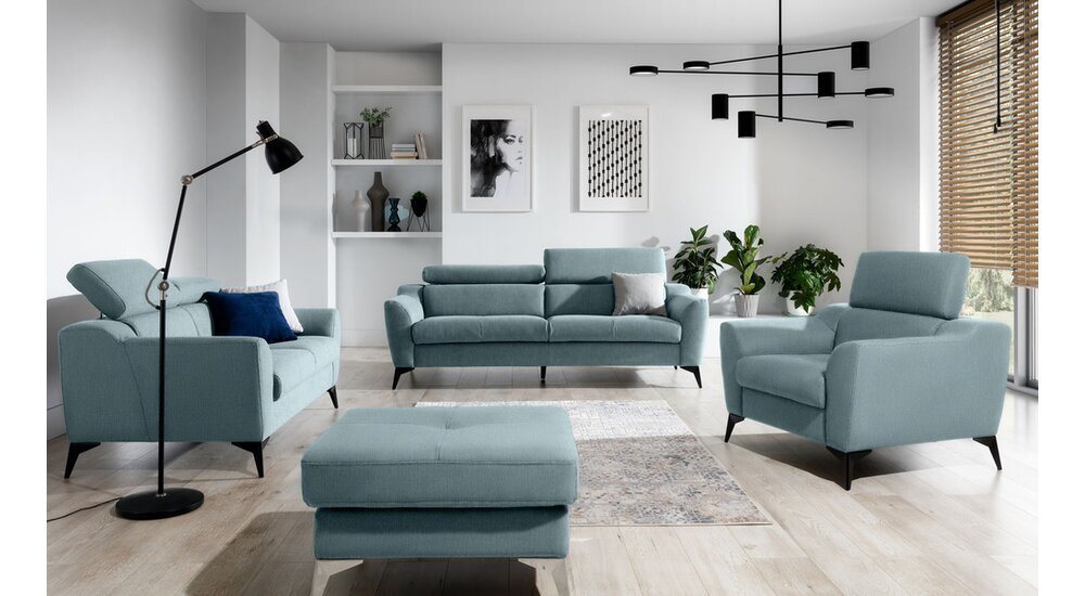 99rooms Polstergarnitur Pendleton, (Set (4-tlg), Couchgarnitur), 2-Sitzer Sofa, 3-Sitzer Sofa, Hocker und Sessel, Kopfteilverstellung von 99rooms