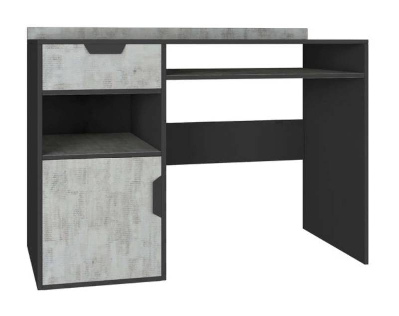 99rooms Schreibtisch Krona Graphit Enigma (Computertisch, Bürotisch), mit Schubladen, Spanplatte, viel Stauraum, Modern Design von 99rooms
