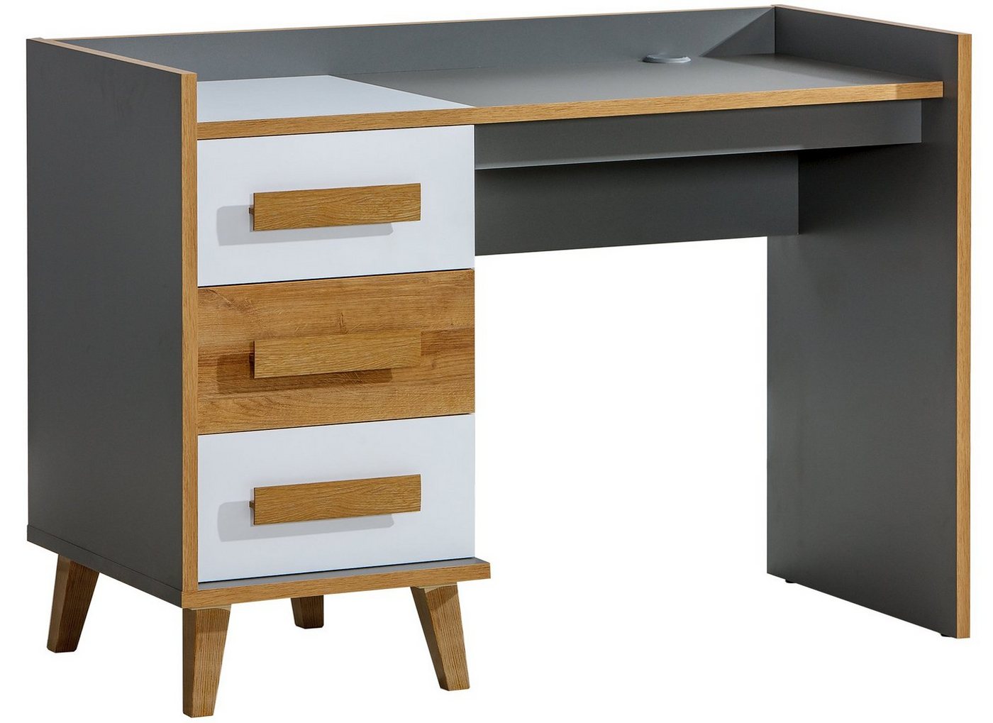 99rooms Schreibtisch Wersum Anthrazit Weiß Eiche Riviera (Computertisch, Bürotisch), viel Stauraum, mit Schubladen, variabel stellbar, Skandinavisch Design 99rooms Schreibtisch Wersum Anthrazit Weiß Eiche Riviera (Computertisch, Bürotisch), viel Stauraum, mit Schubladen, variabel stellbar, Skandinavisch Design von 99rooms
