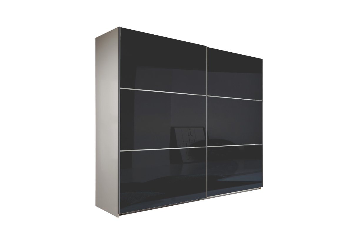 Stylefy Schwebetürenschrank Eclipse VII Grau Weiß (Kleiderschrank, Mehrzweckschrank) mit 2 Schibetüren, aus Holzwerkstoff, Modern Design, viel Stauraum, Metall, Hochglanzfronten, variabel stellbar von Stylefy