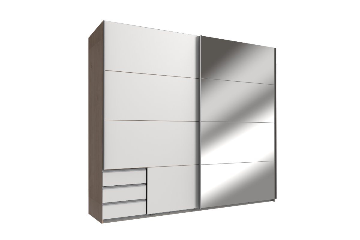 Stylefy Schwebetürenschrank Odri II (Kleiderschrank, Mehrzweckschrank) mit 2 Schibetüren, aus Holzwerkstoff, Modern Design, viel Stauraum, Metall, mit Spiegel und Schubladen variabel stellbar von Stylefy