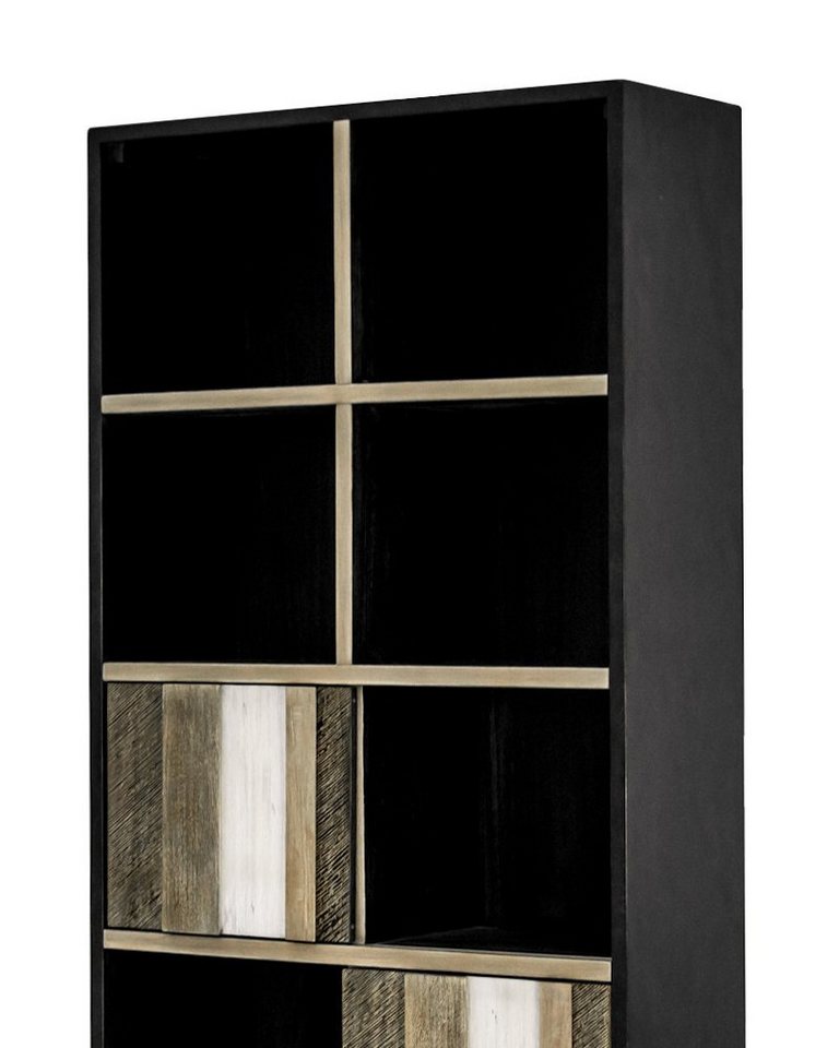 99rooms Standregal Adesso Grau Schwarz Akazie, Standregal, Bücherregal, aus Massivholz, 8 Fächer, Metall, Skandinavisch Design von 99rooms