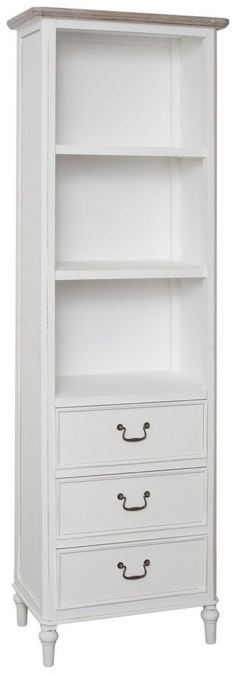 Stylefy Standregal Ravenna Pappel Weiß Hellbraun, Standregal, Bücherregal, aus Massivholz, mit Schubladen, viel Stauraum, Landhausstil von Stylefy