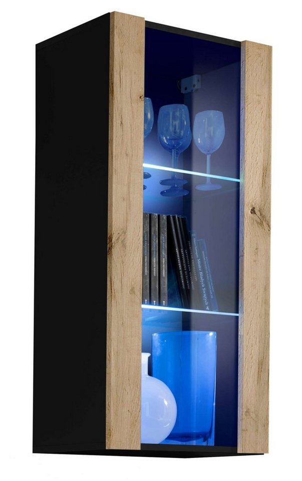 Stylefy Vitrine Azara (Hängevitrine, Glasvitrine, Wohnmöbel) wahlweise mit LED-Beleuchtung, mit Glaseinsatz, viel Stauraum, Design Modern, variabel hängbar, aus Holzwerkstoff von Stylefy