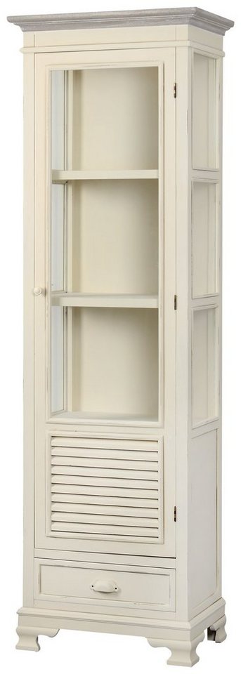 Stylefy Vitrine Pesaro Pappel Creme Hellbraun (Standvitrine, Glasvitrine) aus Massivholz, Glaselemente, mit Schubladen, Landhausstil von Stylefy