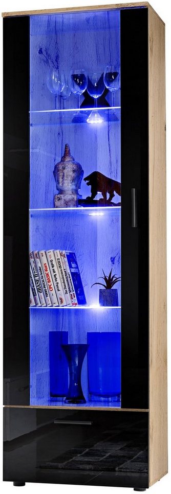 Stylefy Vitrine Teka III (Standvitrine, Glasvitrine, Wohnmöbel) wahlweise mit LED-Beleuchtung, mit Glaseinsatz, viel Stauraum, Modern Design, variabel stellbar, aus Holzwerkstoff von Stylefy