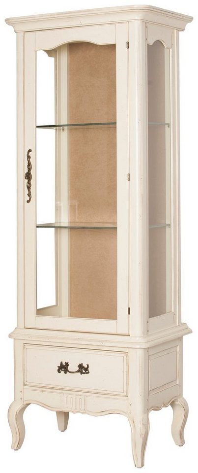 Stylefy Vitrine Verona Birke Creme (Standvitrine, Glasvitrine) aus Massivholz, Glaselemente, mit Schublade, Landhausstil von Stylefy