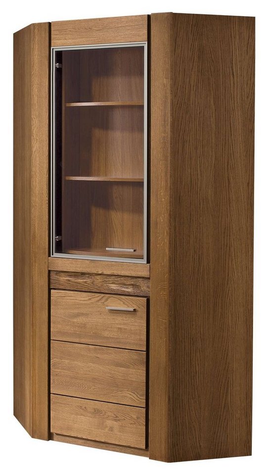 Stylefy Vitrine Vittirio III Massivholz Eiche Rustikal (Standvitrine, Glasvitrine) mit Soft-Close Funktion, Glaselemente, aus Massivholz, Modern Design von Stylefy