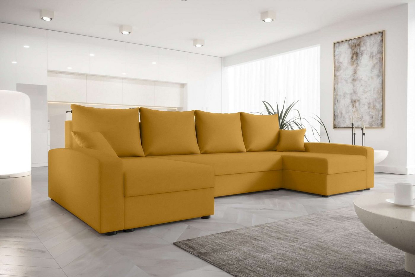 Stylefy Wohnlandschaft Addison, U-Form, Eckcouch, Sofa, Sitzkomfort, mit Bettfunktion, mit Bettkasten, Modern Design von Stylefy