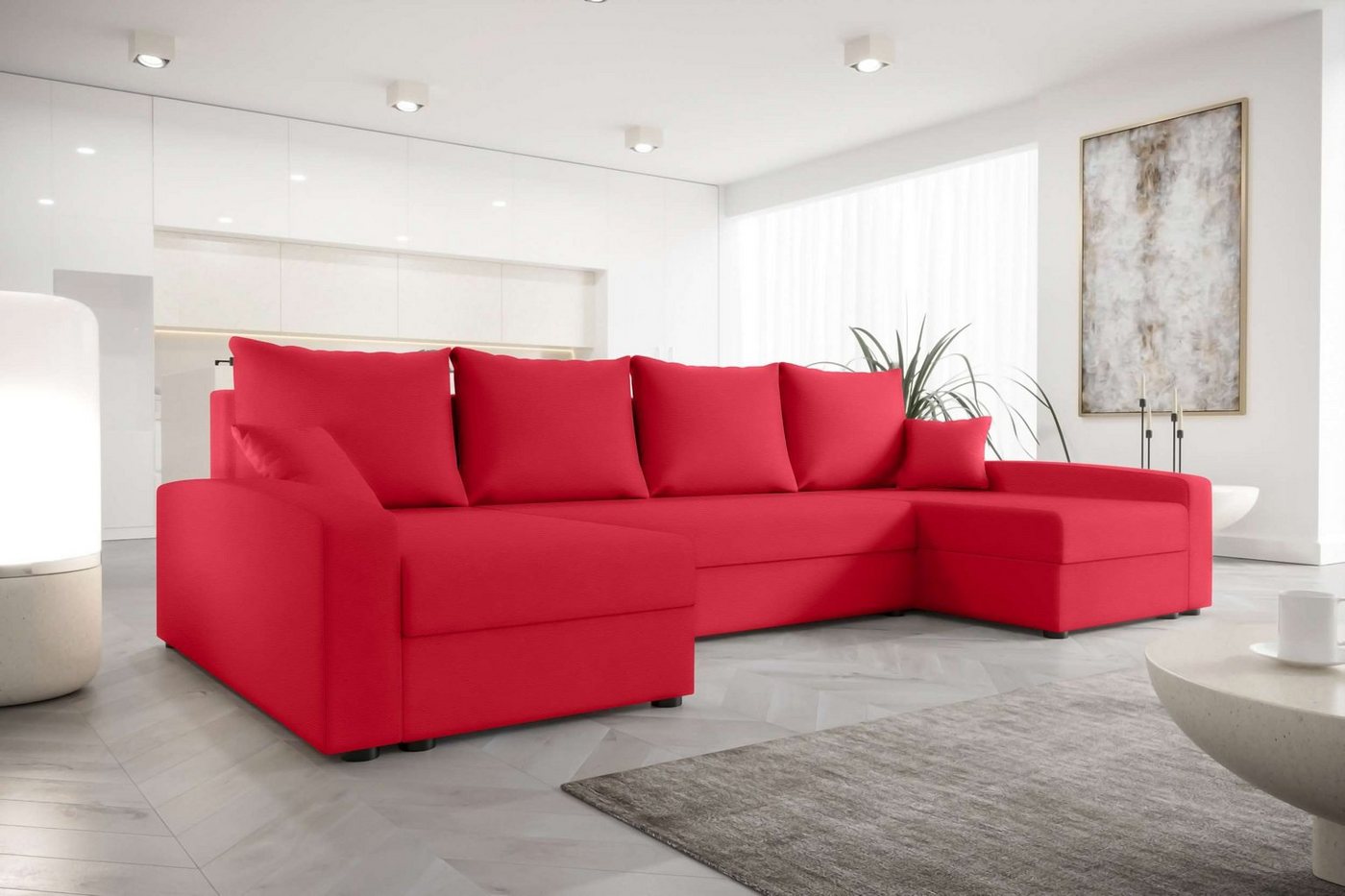 Stylefy Wohnlandschaft Addison, U-Form, Eckcouch, Sofa, Sitzkomfort, mit Bettfunktion, mit Bettkasten, Modern Design von Stylefy