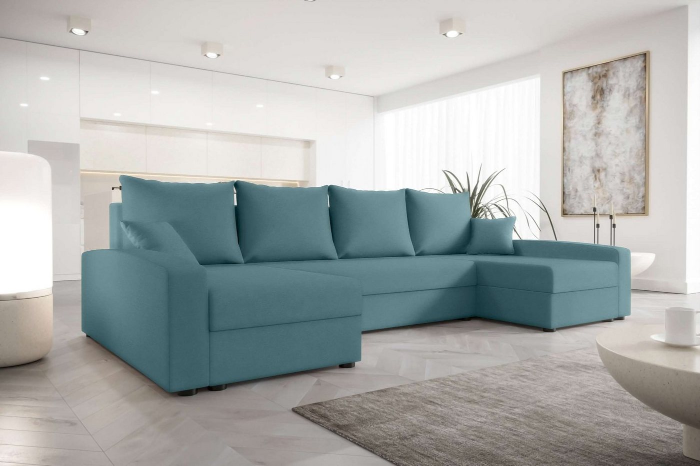 Stylefy Wohnlandschaft Addison, U-Form, Eckcouch, Sofa, Sitzkomfort, mit Bettfunktion, mit Bettkasten, Modern Design von Stylefy