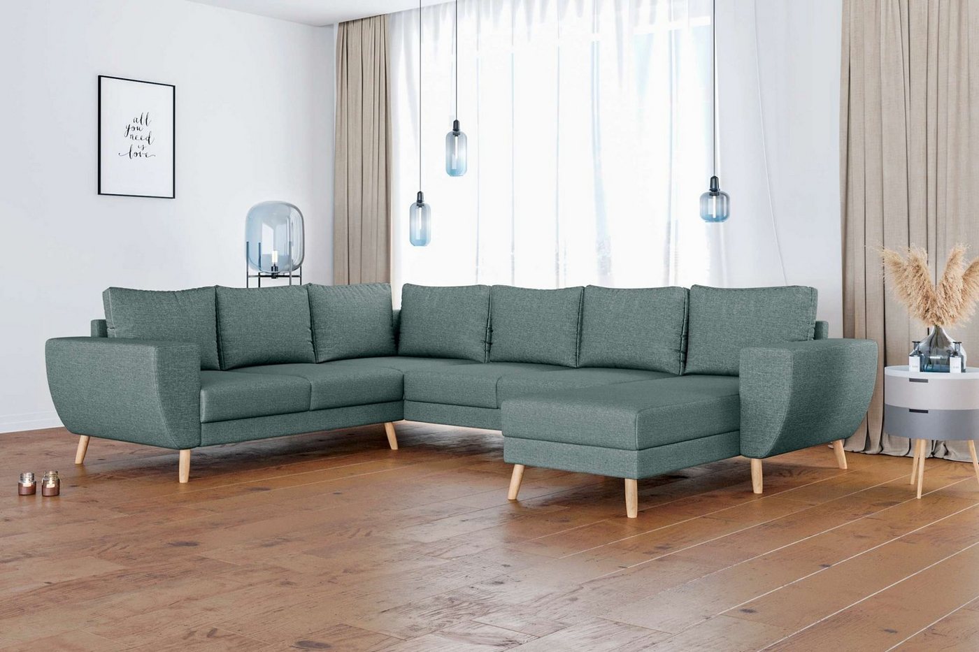 Stylefy Wohnlandschaft Apollo, Sofa, U-Form, Wellenfederung von Stylefy